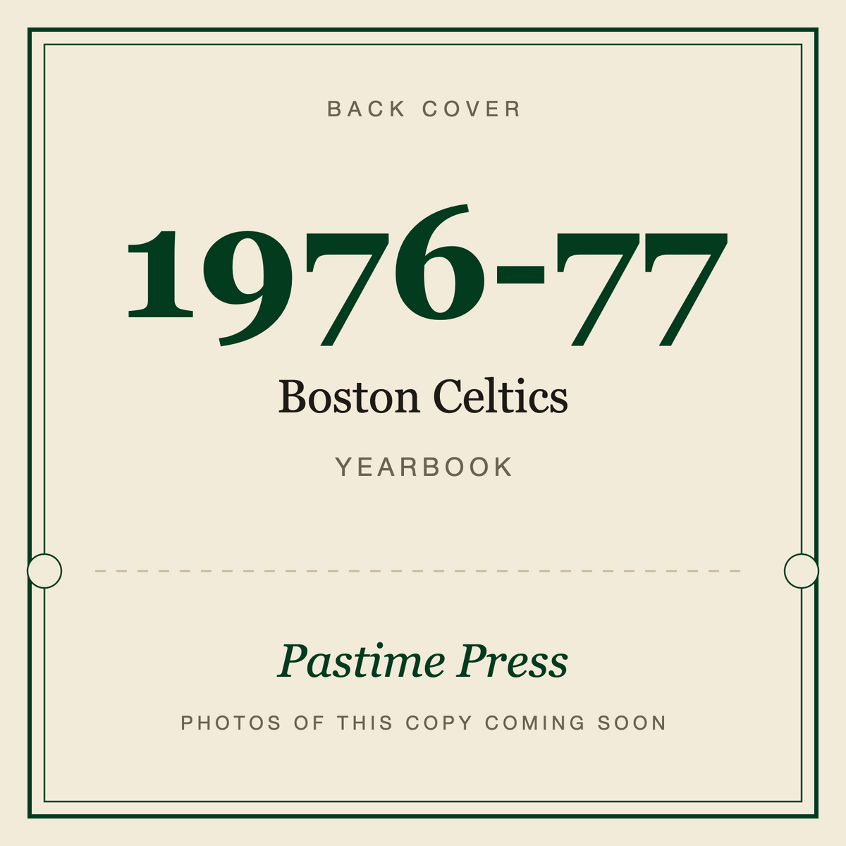 1976-77 Boston Celtics Yearbook, back cover