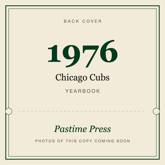 1976 Chicago Cubs Yearbook, back cover