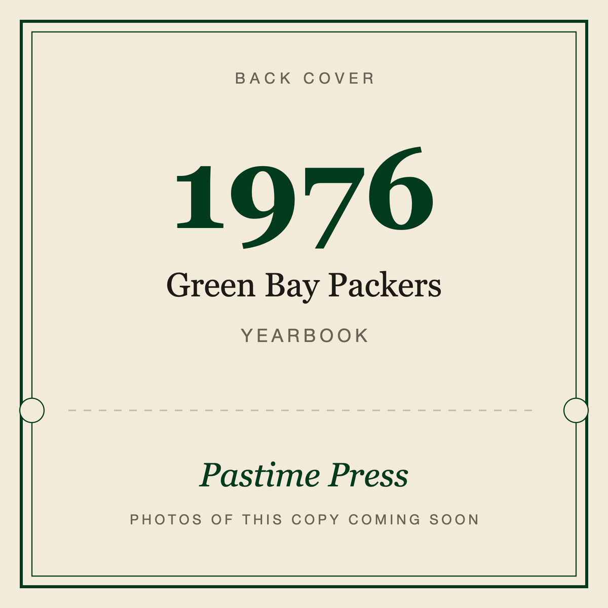 1976 Green Bay Packers Yearbook, back cover