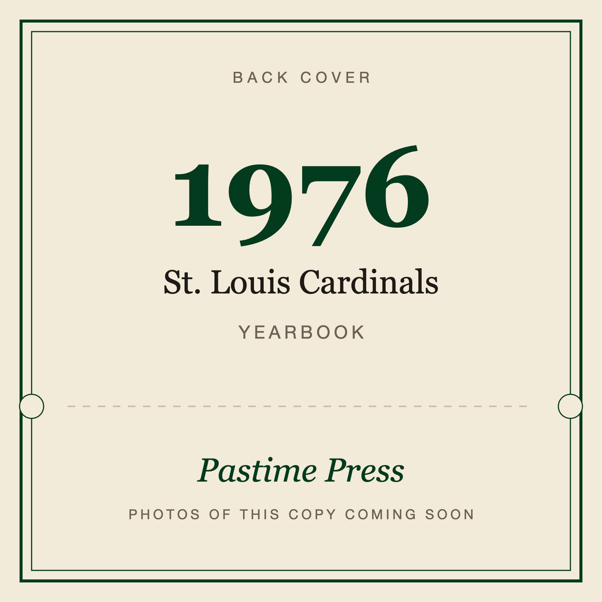 1976 St. Louis Cardinals Yearbook, back cover