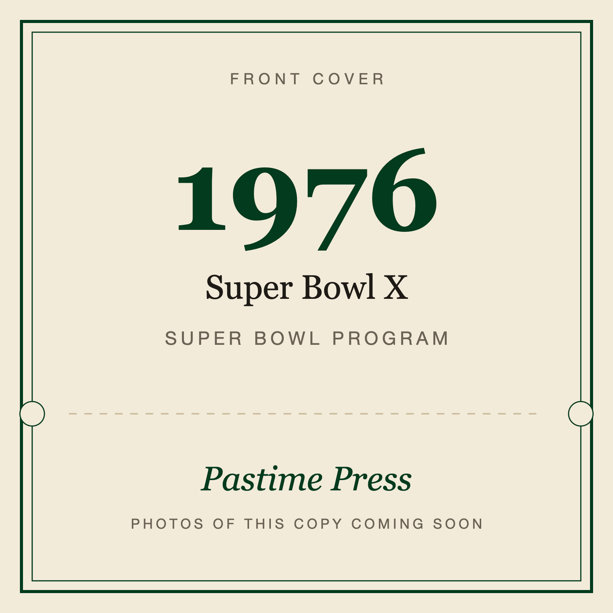 1976 Super Bowl X Program, front cover