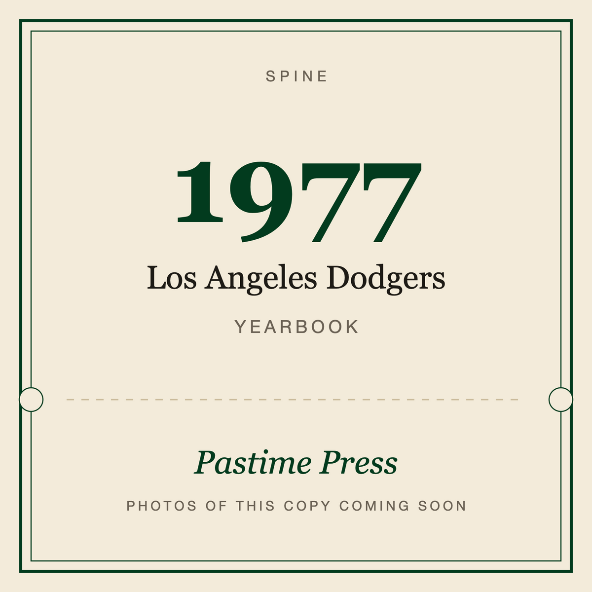 1977 Los Angeles Dodgers Yearbook, spine
