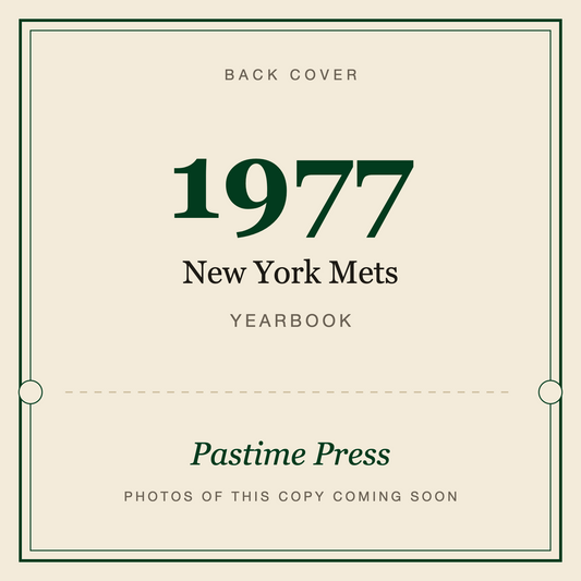 1977 New York Mets Yearbook, back cover
