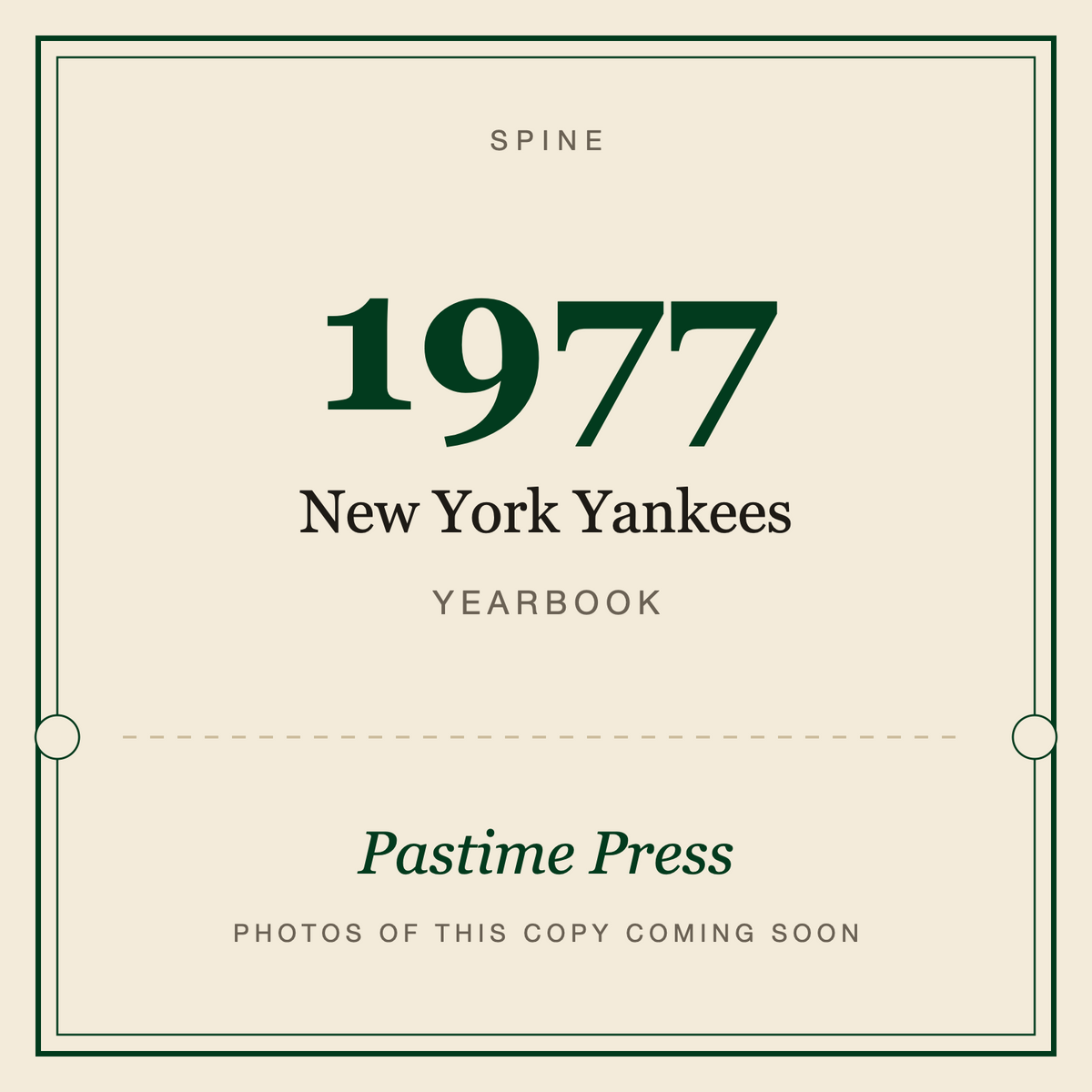 1977 New York Yankees Yearbook, spine