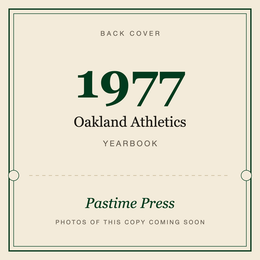 1977 Oakland Athletics Yearbook, back cover