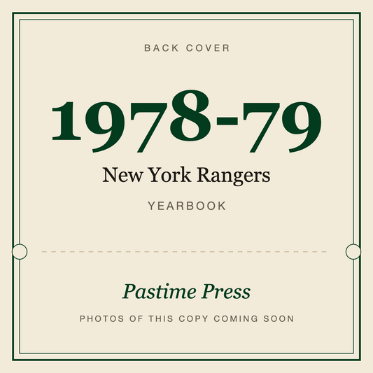 1978-79 New York Rangers Yearbook, back cover
