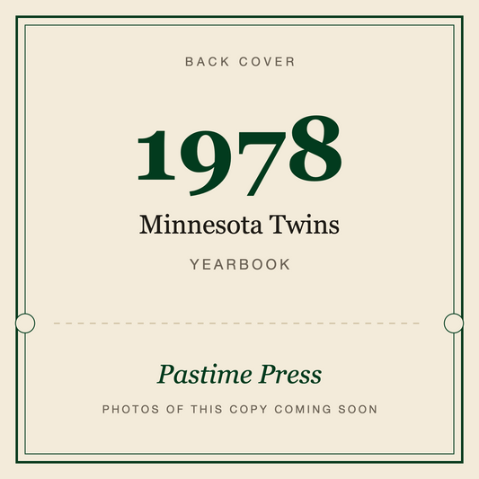 1978 Minnesota Twins Yearbook, back cover