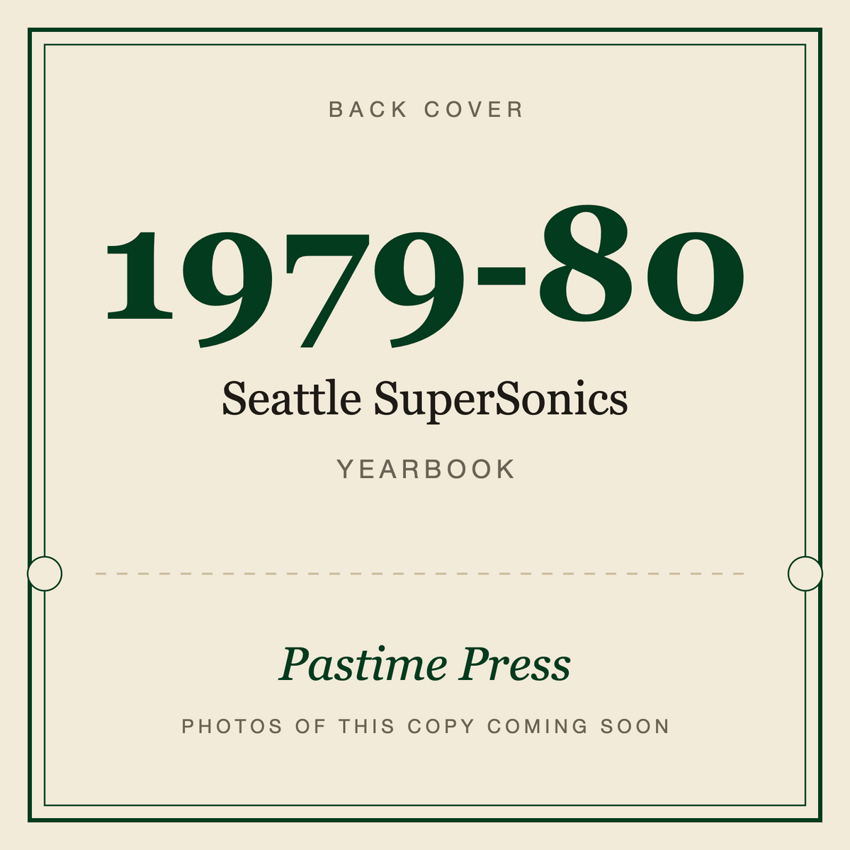1979-80 Seattle SuperSonics Yearbook, back cover
