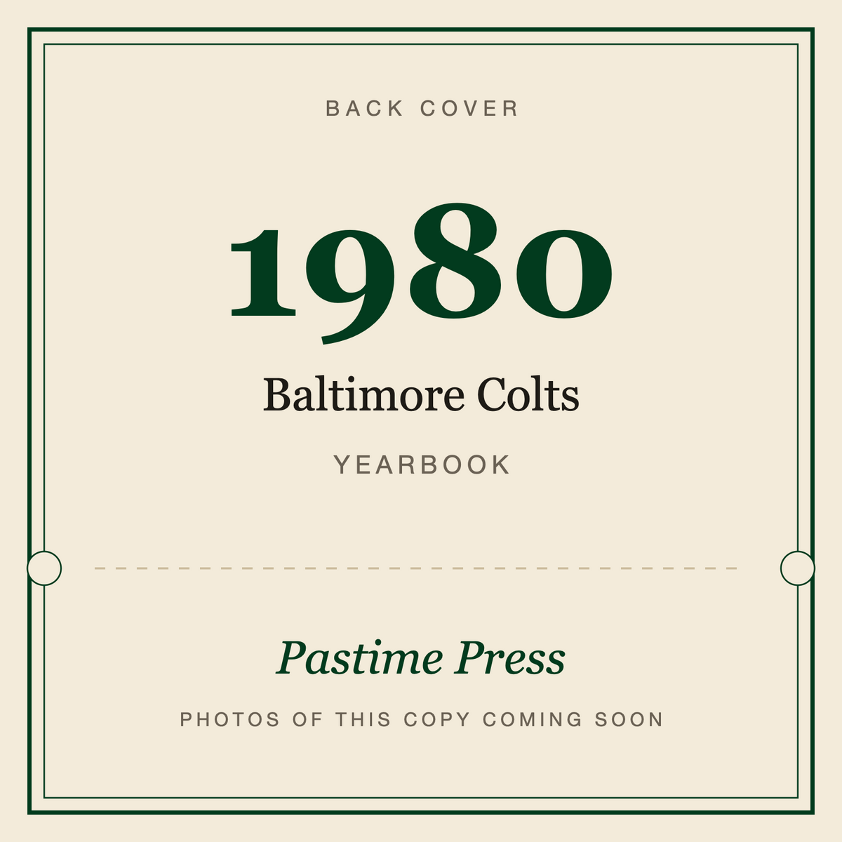 1980 Baltimore Colts Yearbook, back cover