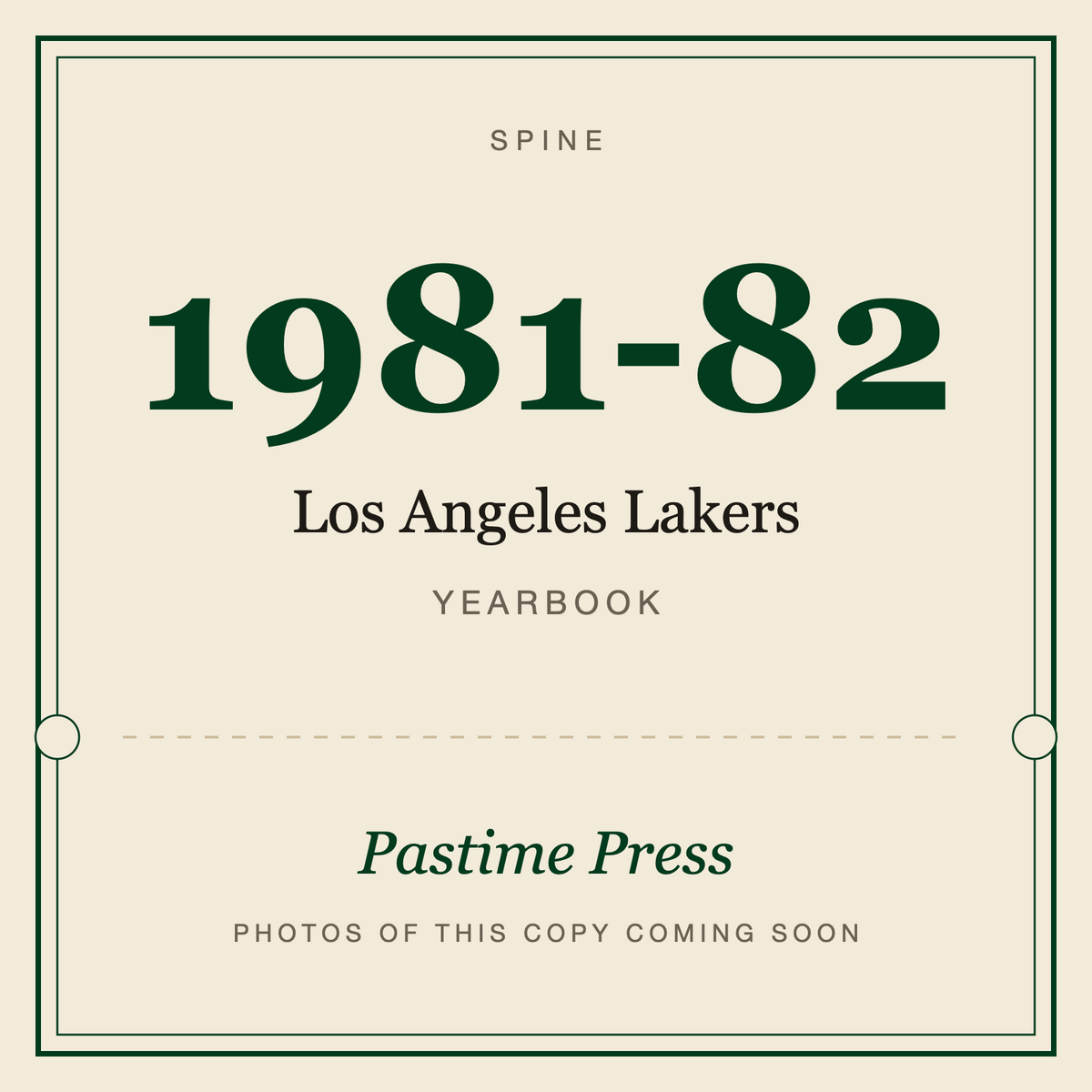 1981-82 Los Angeles Lakers Yearbook, spine