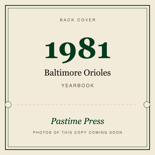 1981 Baltimore Orioles Yearbook, back cover