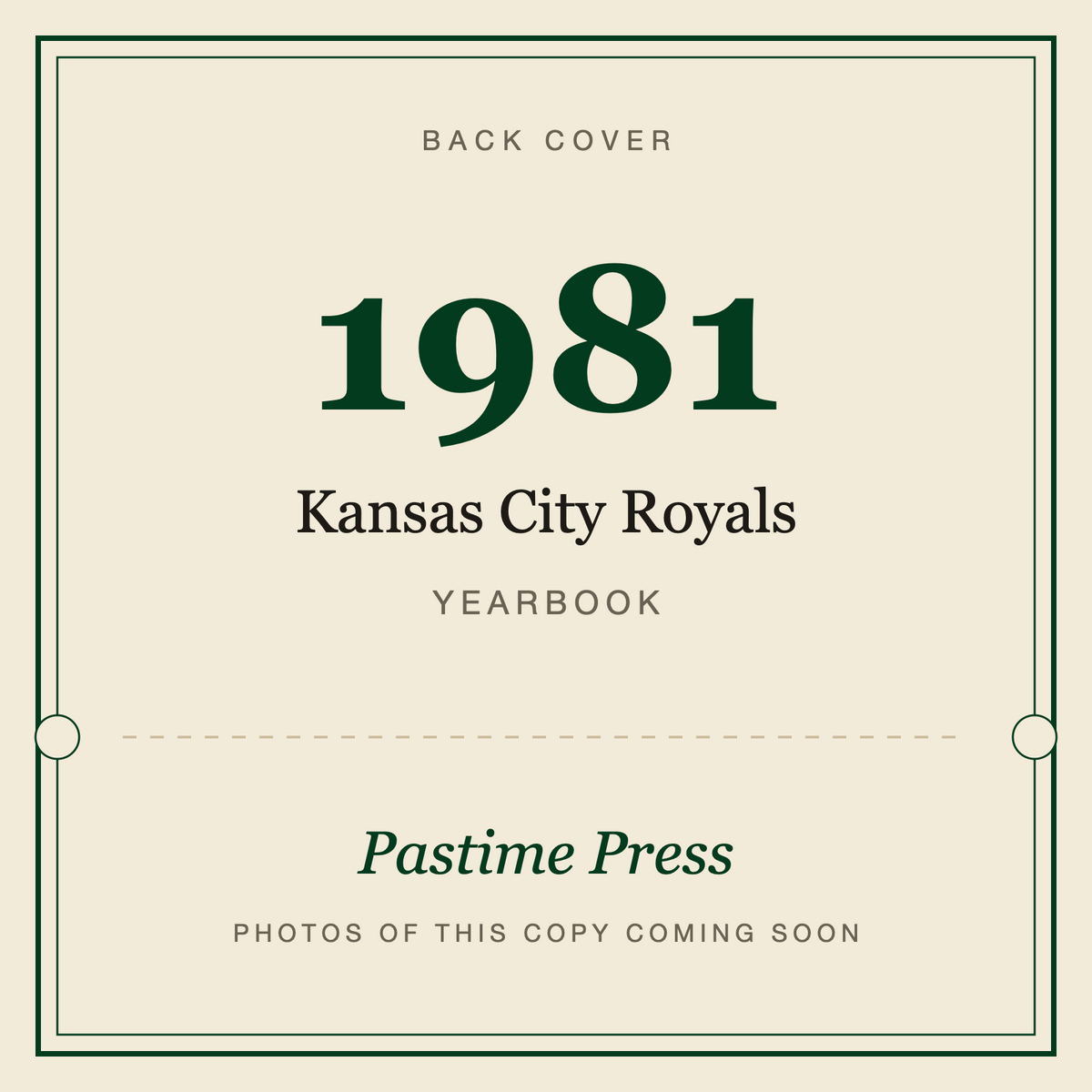 1981 Kansas City Royals Yearbook, back cover