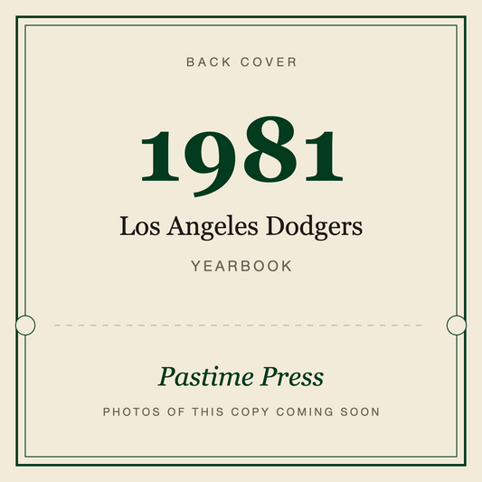 1981 Los Angeles Dodgers Yearbook, back cover