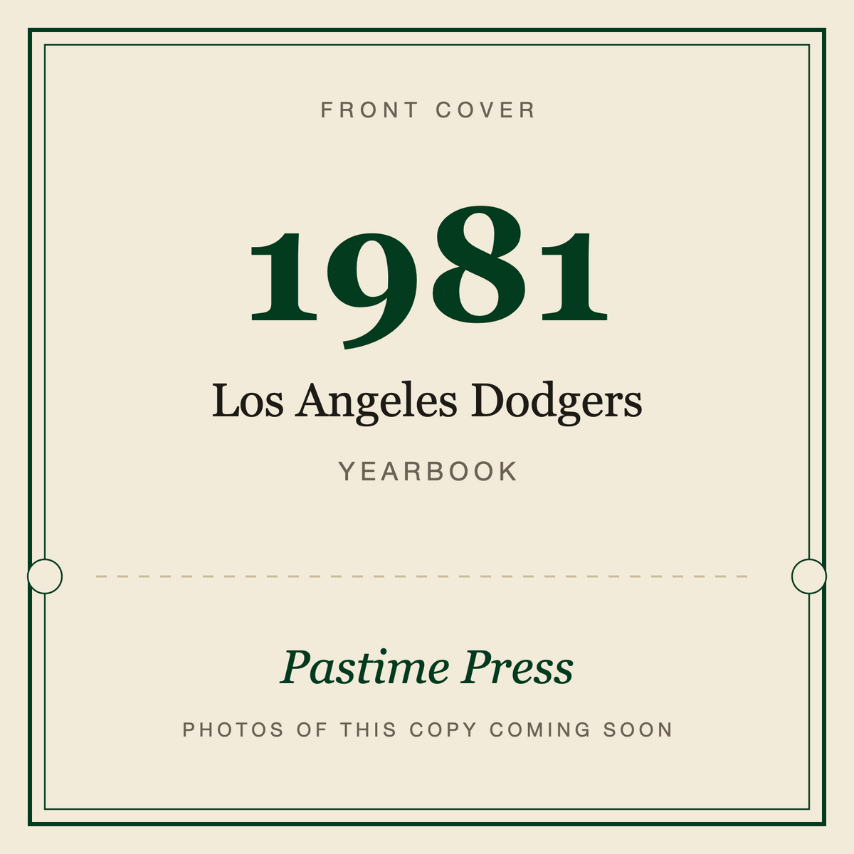 1981 Los Angeles Dodgers Yearbook, front cover