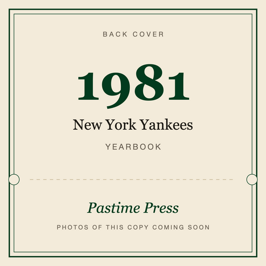 1981 New York Yankees Yearbook, back cover