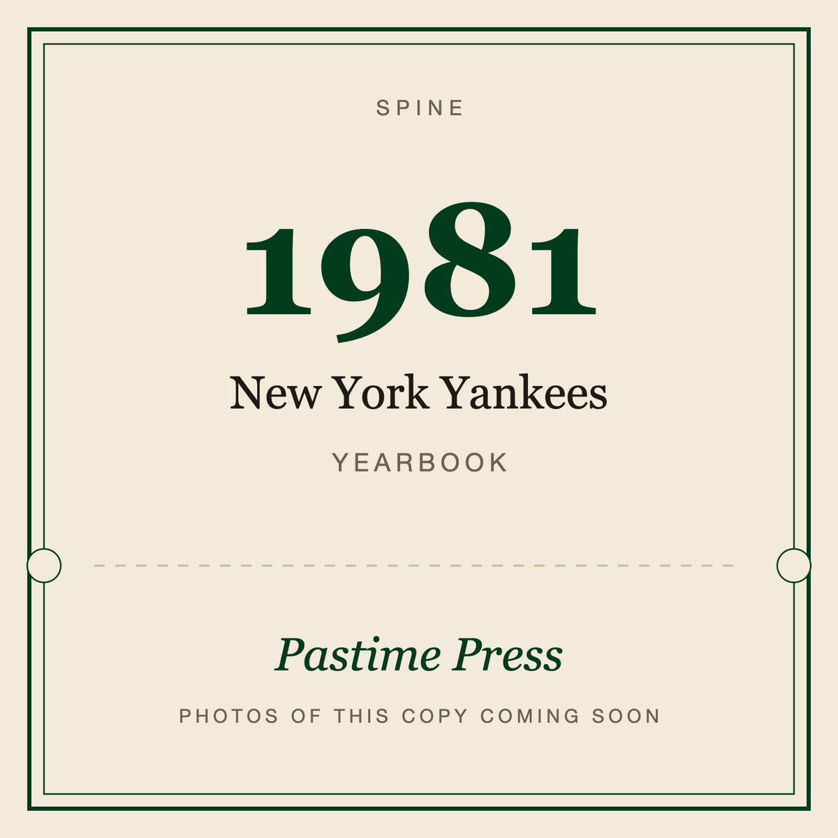 1981 New York Yankees Yearbook, spine
