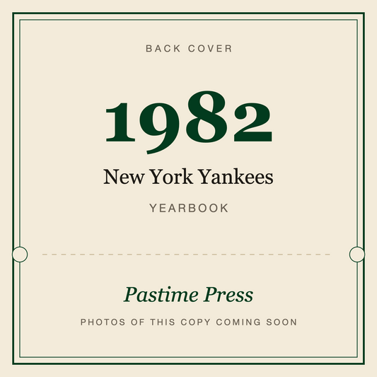 1982 New York Yankees Yearbook, back cover