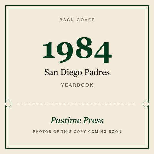 1984 San Diego Padres Yearbook, back cover