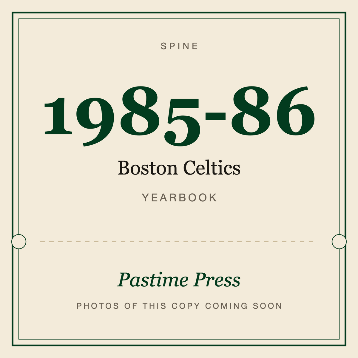 1985-86 Boston Celtics Yearbook, spine