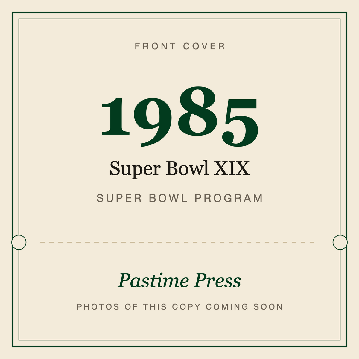 1985 Super Bowl XIX Program, front cover