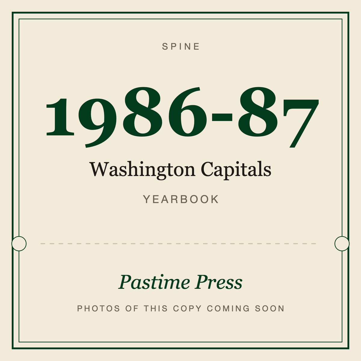 1986-87 Washington Capitals Yearbook, spine