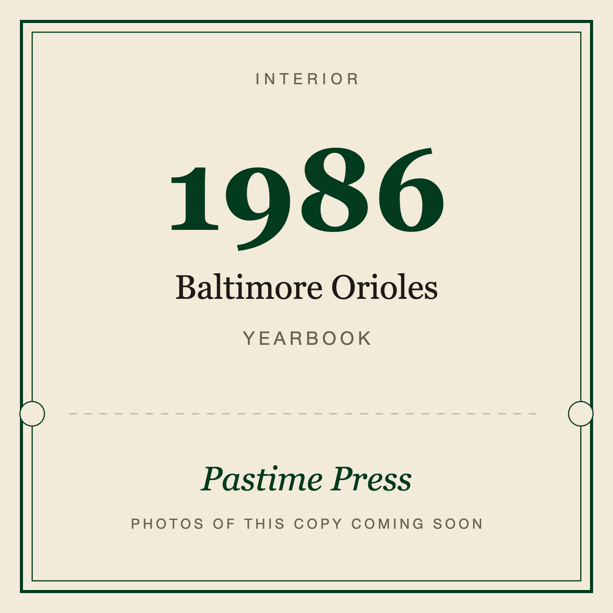 1986 Baltimore Orioles Yearbook, interior