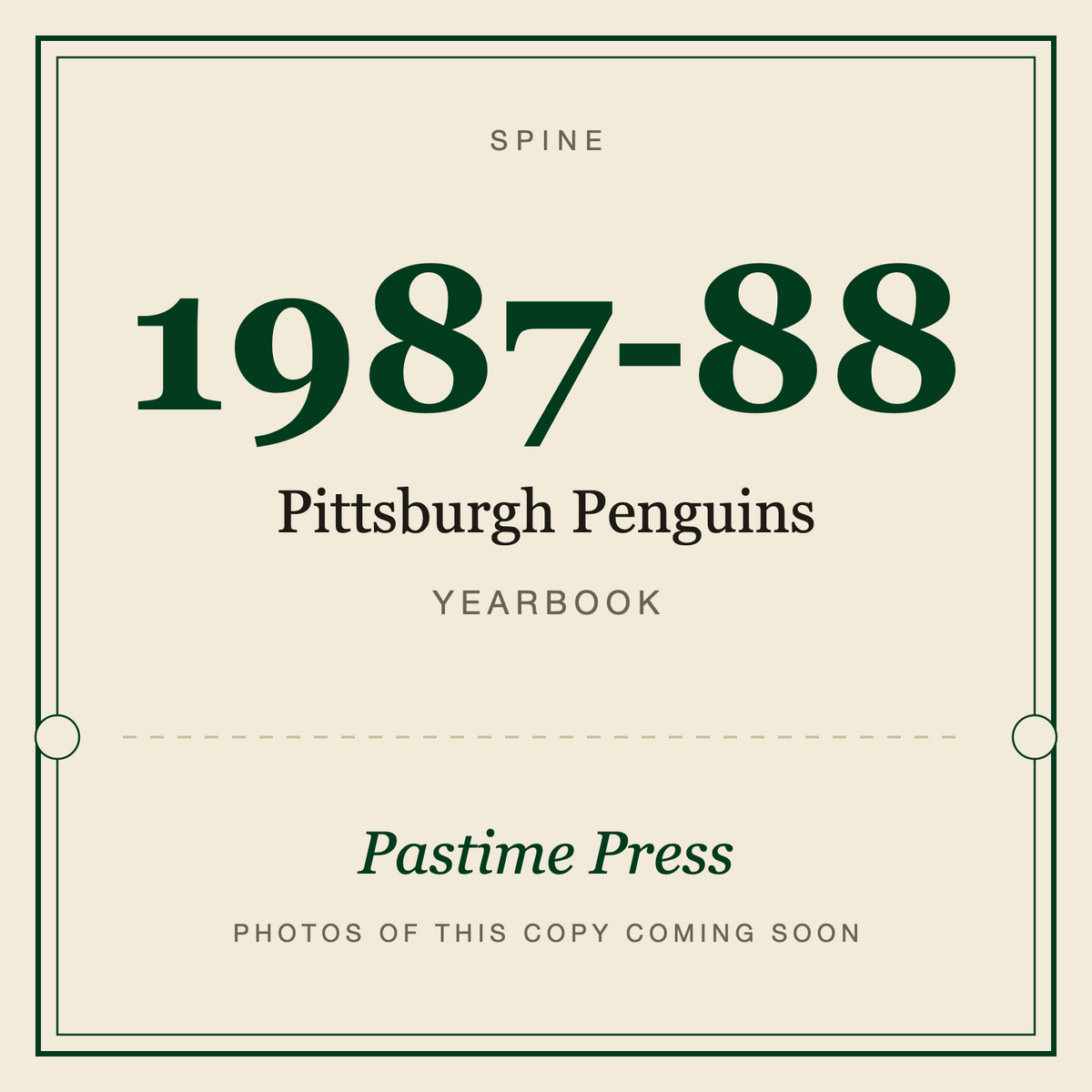 1987-88 Pittsburgh Penguins Yearbook, spine