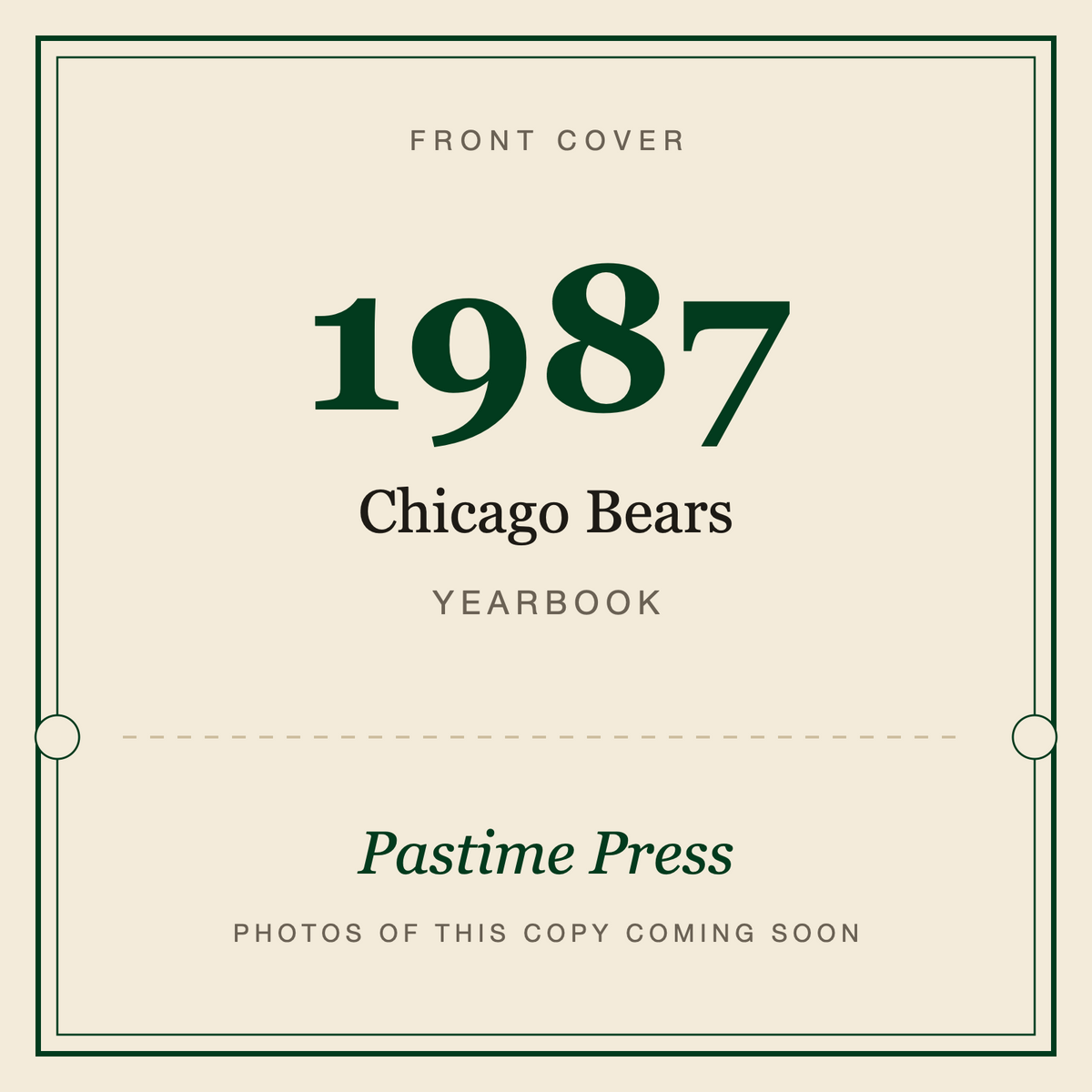 1987 Chicago Bears Yearbook, front cover