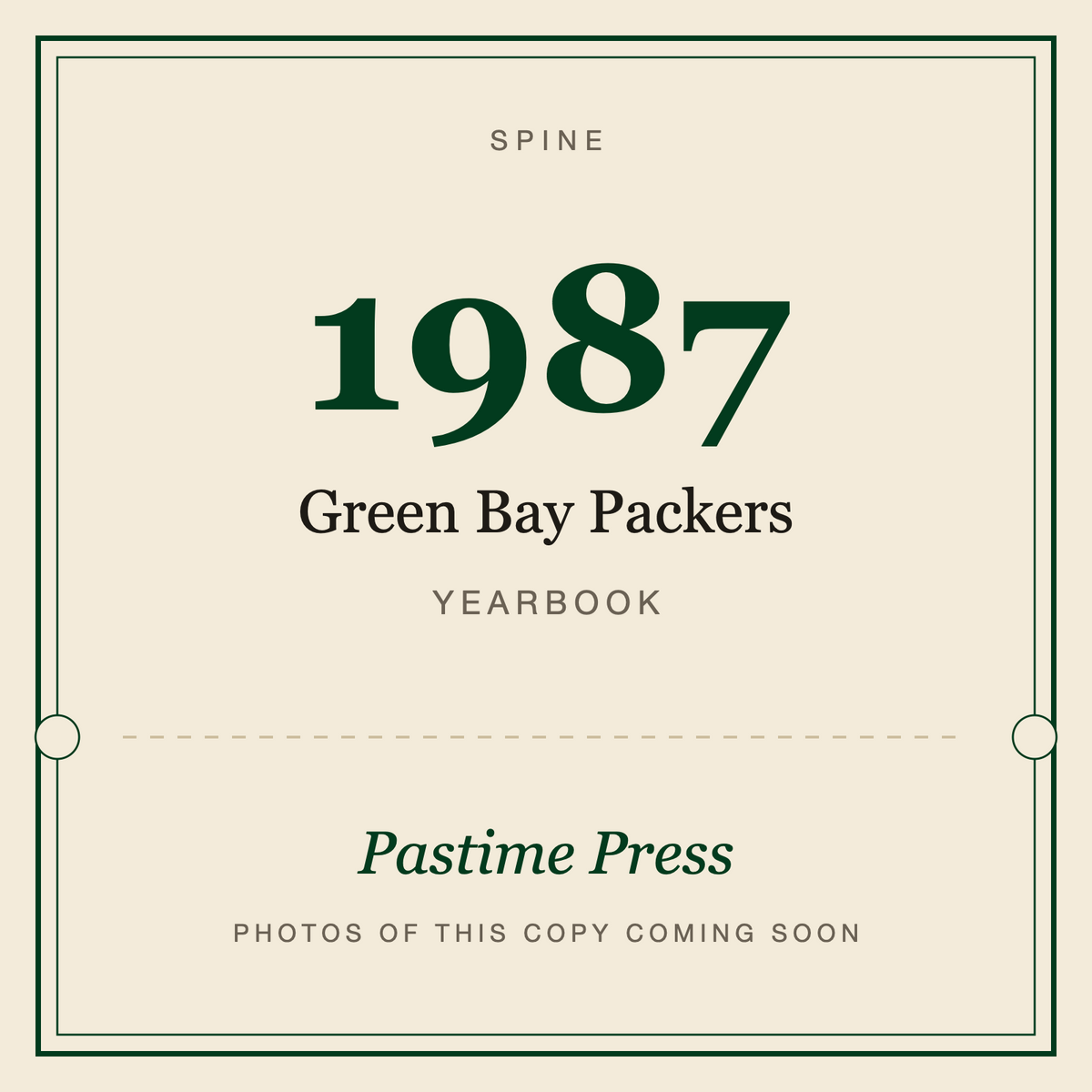 1987 Green Bay Packers Yearbook, spine