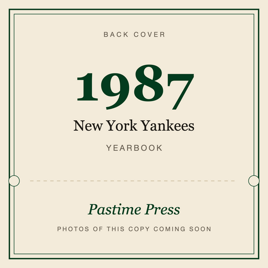 1987 New York Yankees Yearbook, back cover