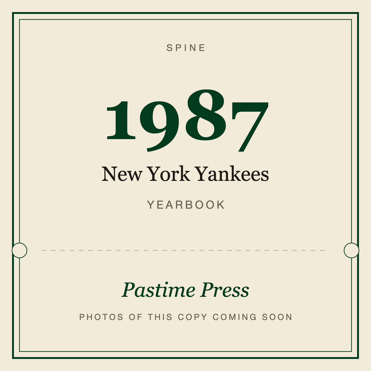1987 New York Yankees Yearbook, spine