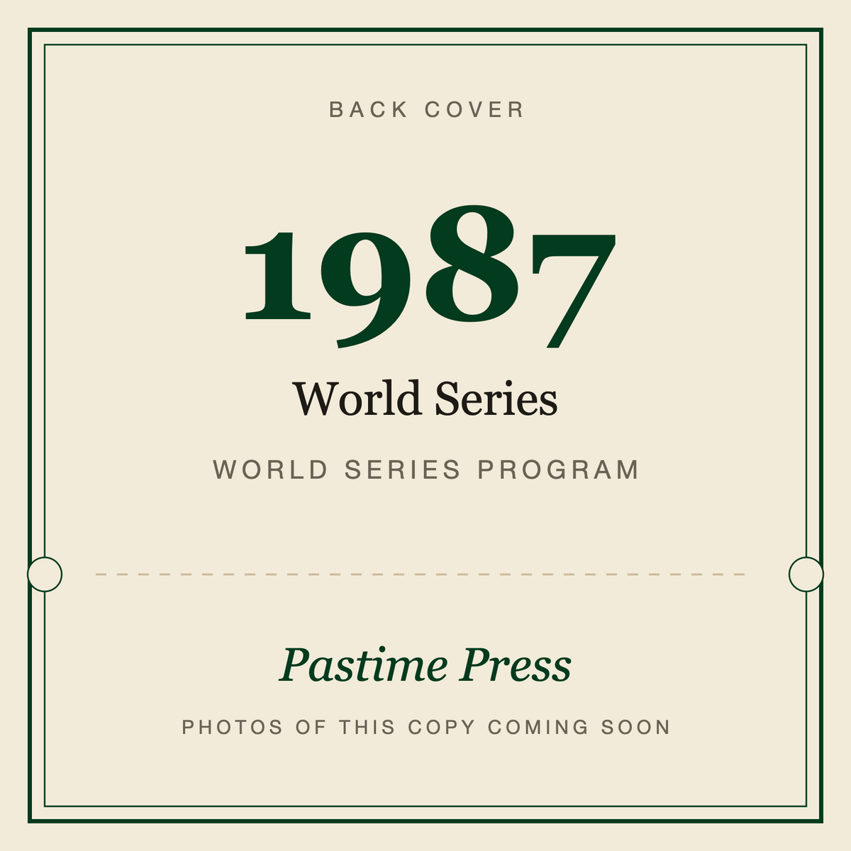 1987 World Series Program, back cover