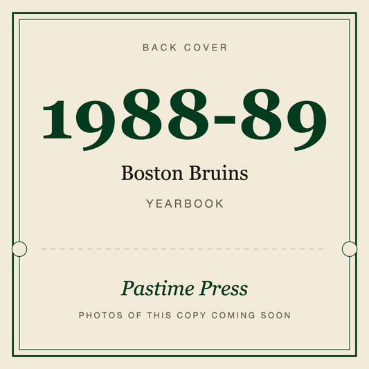 1988-89 Boston Bruins Yearbook, back cover