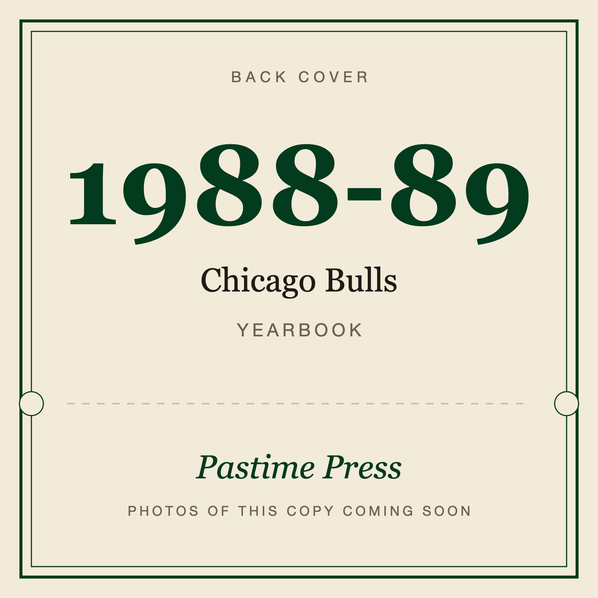 1988-89 Chicago Bulls Yearbook, back cover