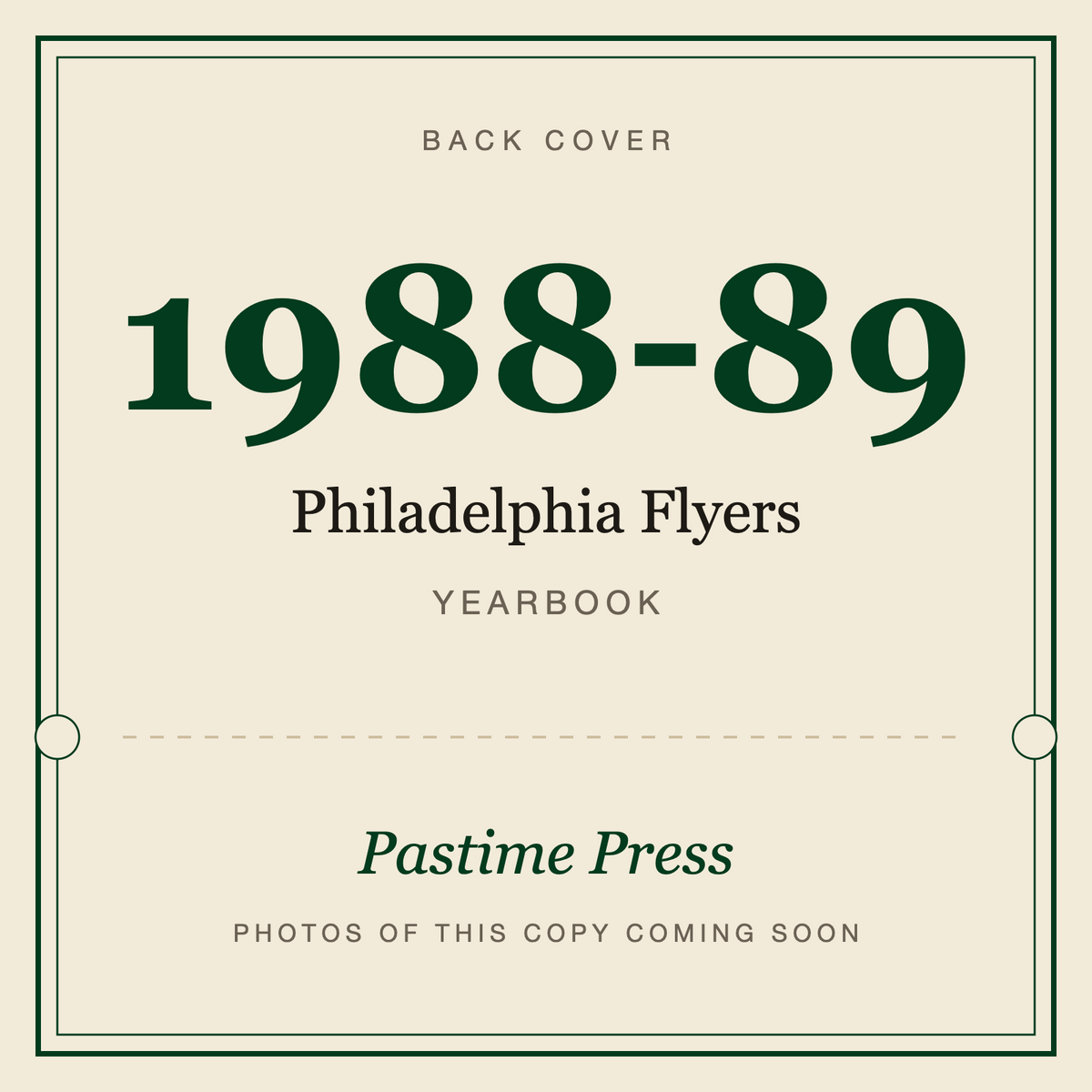 1988-89 Philadelphia Flyers Yearbook, back cover