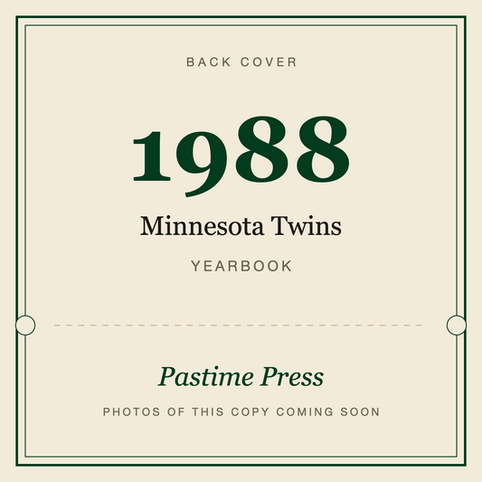 1988 Minnesota Twins Yearbook, back cover
