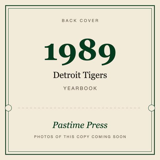 1989 Detroit Tigers Yearbook, back cover