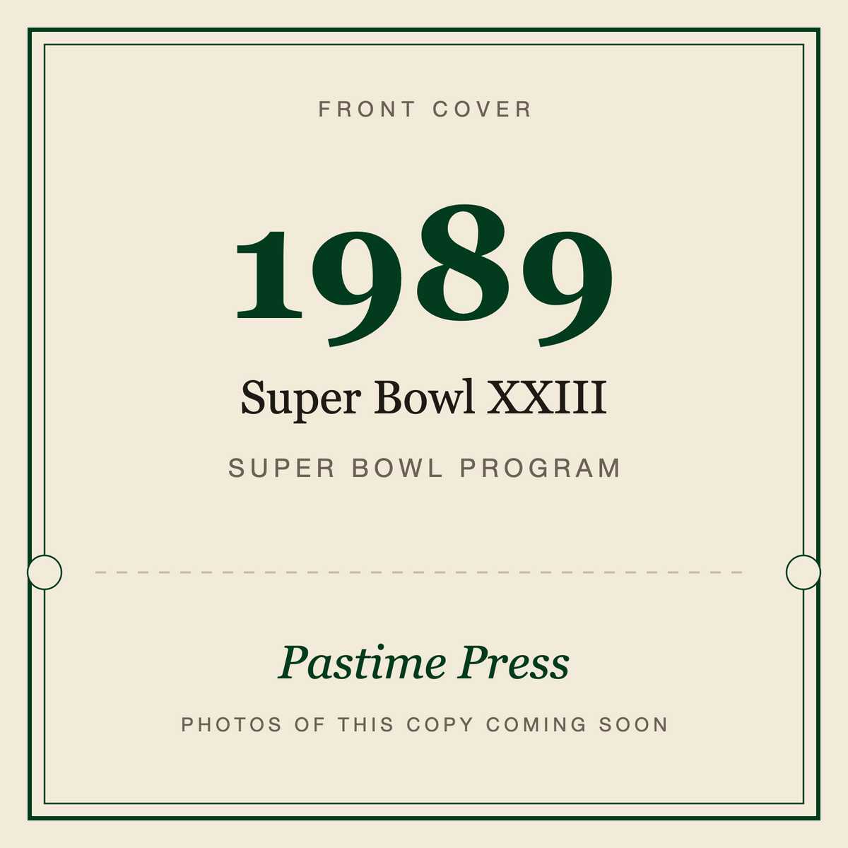 1989 Super Bowl XXIII Program, front cover
