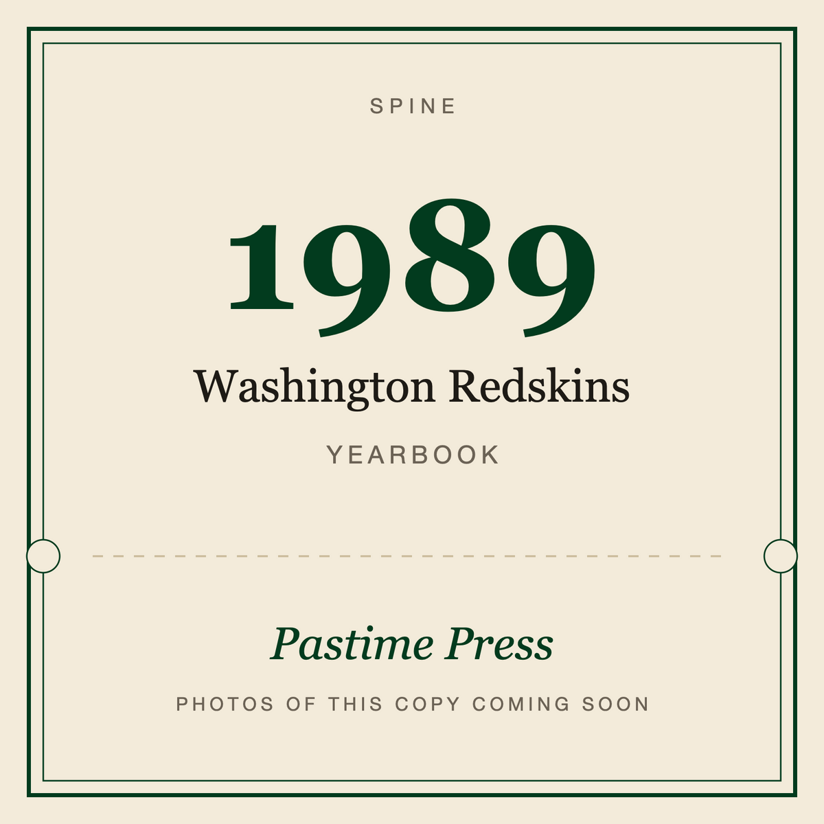 1989 Washington Redskins Yearbook, spine