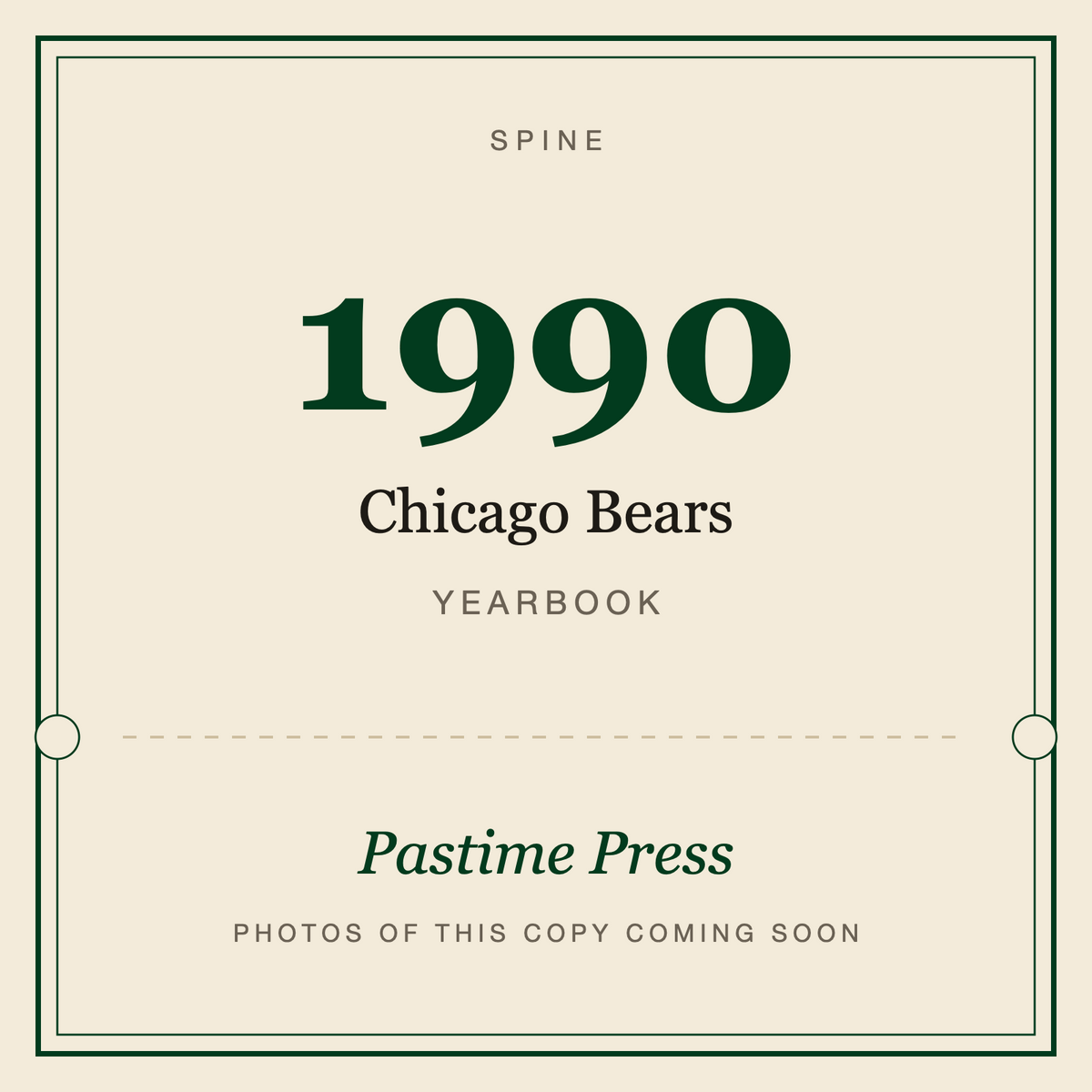 1990 Chicago Bears Yearbook, spine