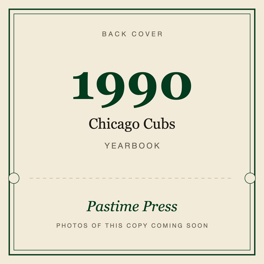 1990 Chicago Cubs Yearbook, back cover
