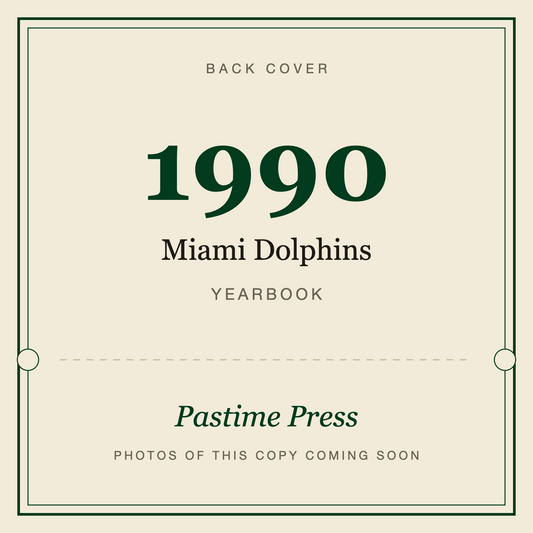 1990 Miami Dolphins Yearbook, back cover