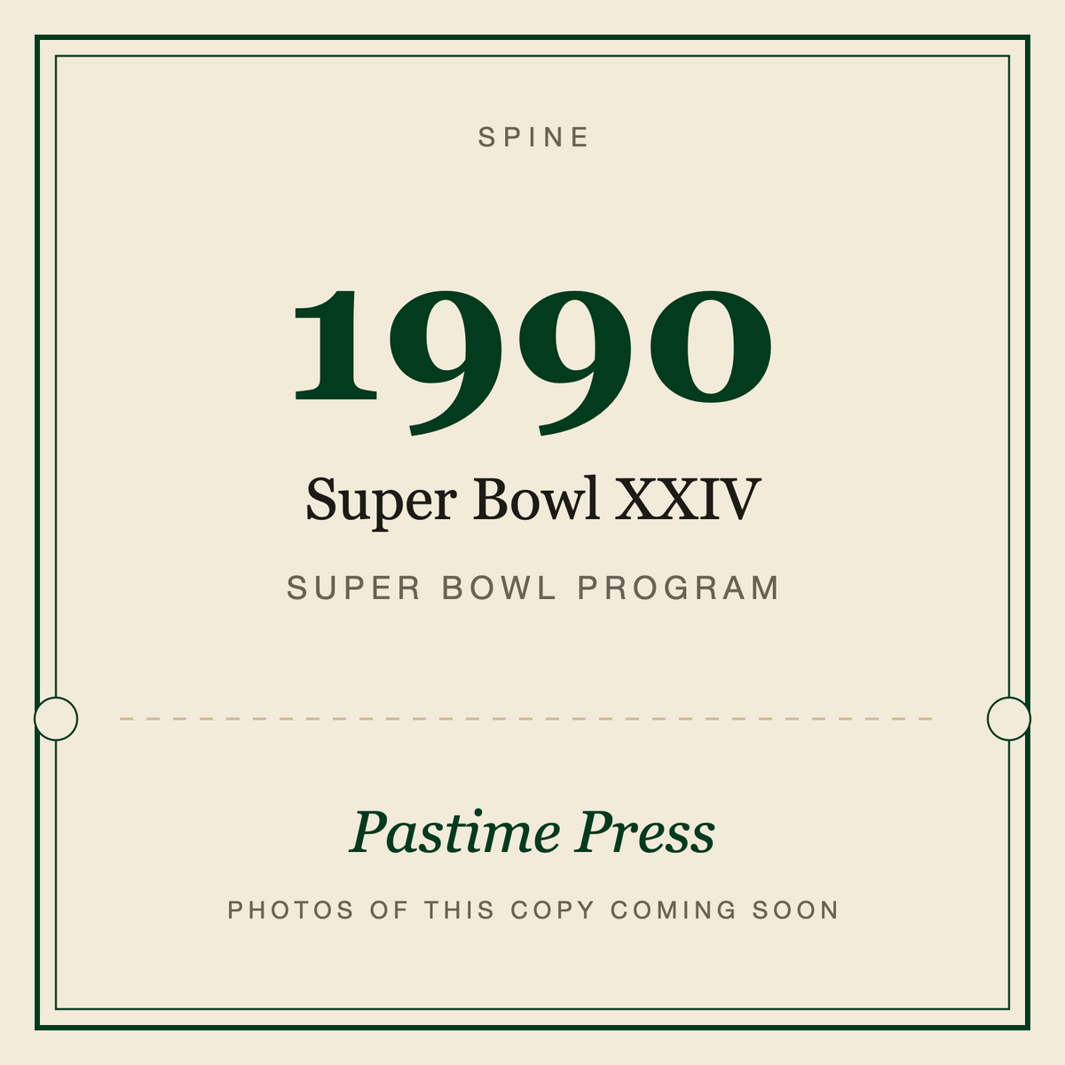 1990 Super Bowl XXIV Program, spine