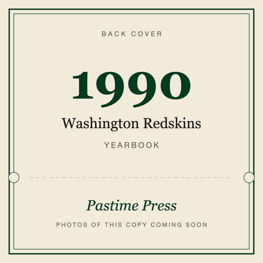 1990 Washington Redskins Yearbook, back cover
