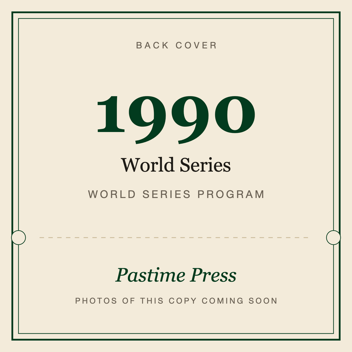 1990 World Series Program, back cover