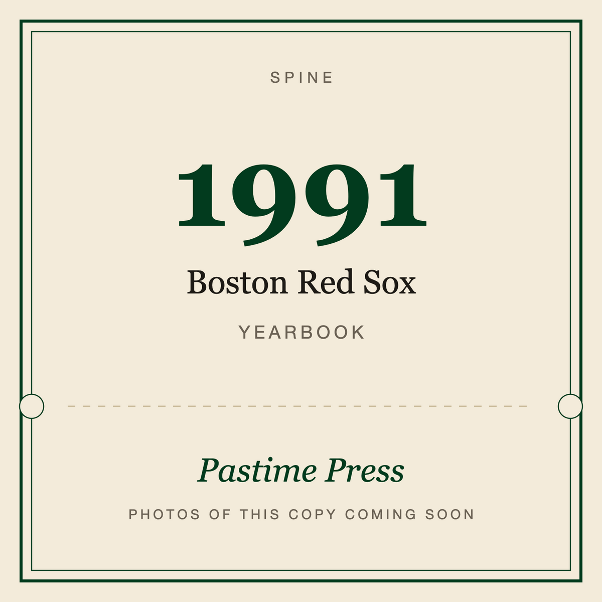 1991 Boston Red Sox Yearbook, spine
