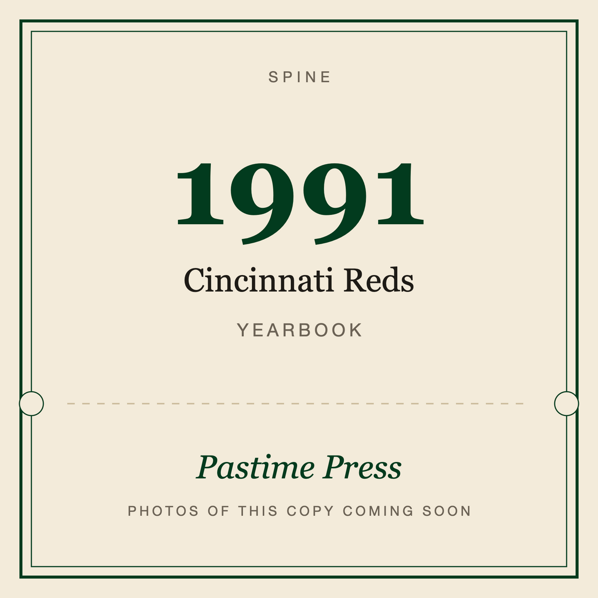 1991 Cincinnati Reds Yearbook, spine