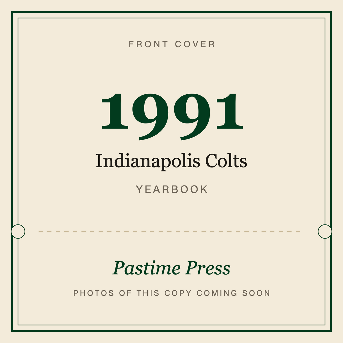 1991 Indianapolis Colts Yearbook, front cover