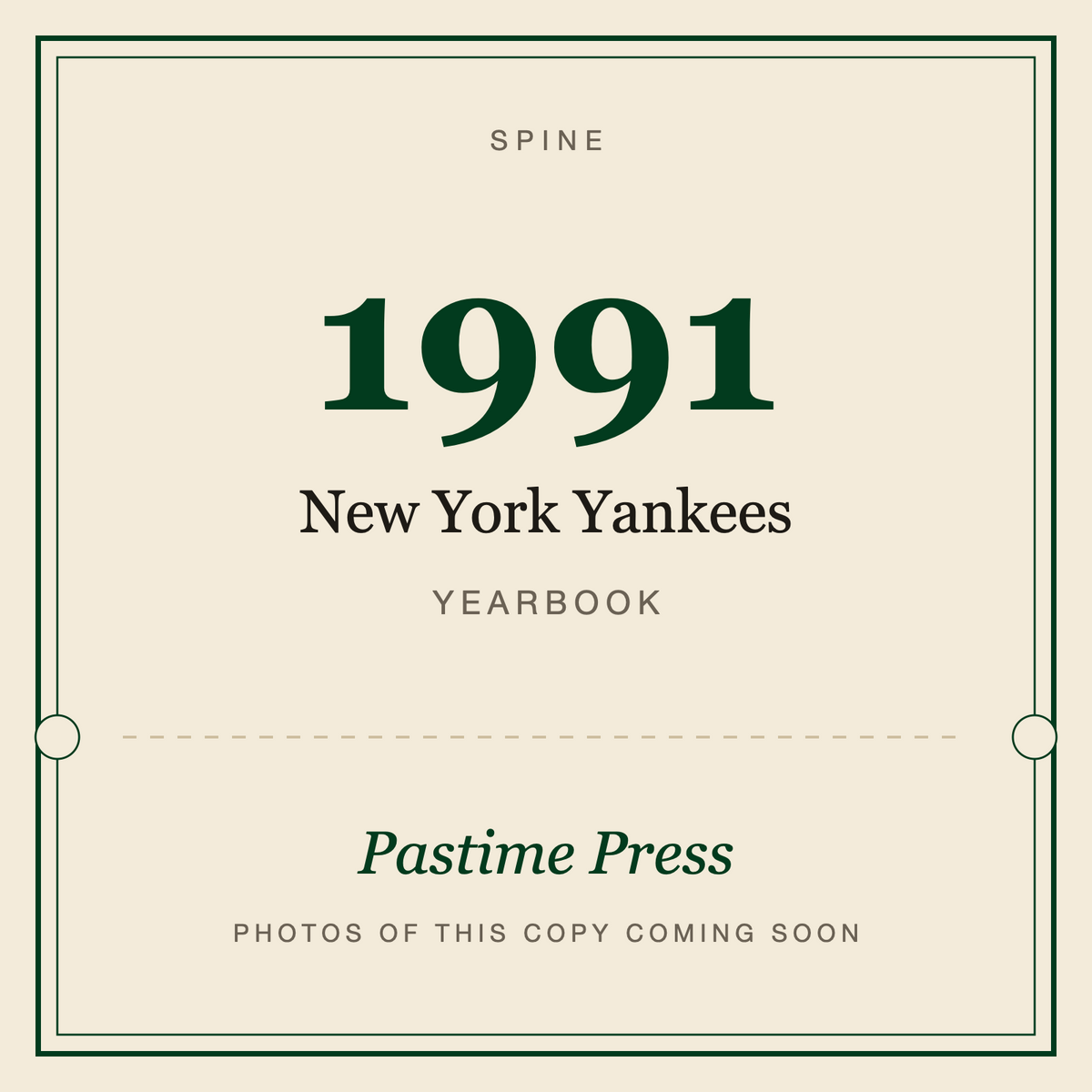 1991 New York Yankees Yearbook, spine