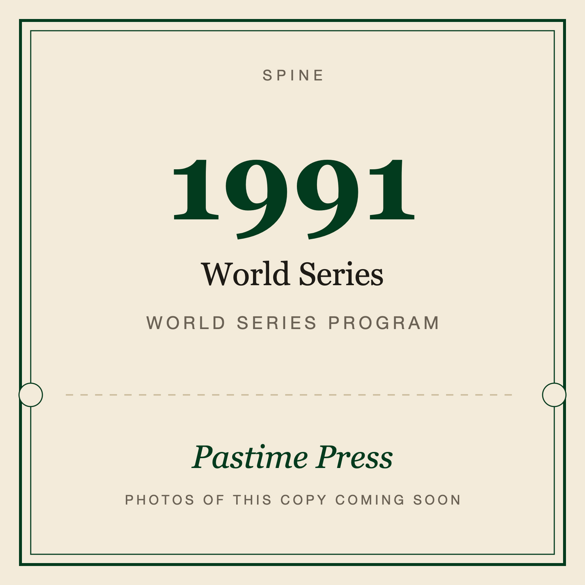 1991 World Series Program, spine
